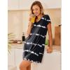 Ekouaer Nightgowns for Women Short Sleeve Sleepshirt V Neck Short Nightshirt Pullover Soft Ruffled Sleepwear S-XXXL(Stripe)