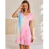 Ekouaer Nightgowns for Women Short Sleeve Sleepshirt V Neck Short Nightshirt Pullover Soft Ruffled Sleepwear S-XXXL(Tie Dye)