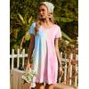 Ekouaer Nightgowns for Women Short Sleeve Sleepshirt V Neck Short Nightshirt Pullover Soft Ruffled Sleepwear S-XXXL(Tie Dye)