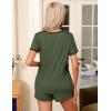 Ekouaer Pajama Set for Women 2 Piece Lounge Set Short Sleeve Tops and Shorts Soft Sleepwear, Chest Pocket(Army Green)