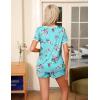 Ekouaer Pajama Set for Women 2 Piece Lounge Set Short Sleeve Tops and Shorts Soft Sleepwear, Chest Pocket(Blue Flower)