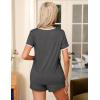 Ekouaer Pajama Set for Women 2 Piece Lounge Set Short Sleeve Tops and Shorts Soft Sleepwear, Chest Pocket(Grey)