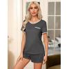 Ekouaer Pajama Set for Women 2 Piece Lounge Set Short Sleeve Tops and Shorts Soft Sleepwear, Chest Pocket(Grey)