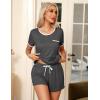 Ekouaer Pajama Set for Women 2 Piece Lounge Set Short Sleeve Tops and Shorts Soft Sleepwear, Chest Pocket(Grey)