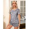 Ekouaer Pajama Set for Women 2 Piece Lounge Set Short Sleeve Tops and Shorts Soft Sleepwear, Chest Pocket(Grey Coffee)