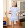Ekouaer Pajama Set for Women 2 Piece Lounge Set Short Sleeve Tops and Shorts Soft Sleepwear, Chest Pocket(Light Blue Cat)