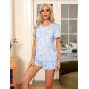Ekouaer Pajama Set for Women 2 Piece Lounge Set Short Sleeve Tops and Shorts Soft Sleepwear, Chest Pocket(Light Blue Cat)