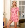 Ekouaer Pajama Set for Women 2 Piece Lounge Set Short Sleeve Tops and Shorts Soft Sleepwear, Chest Pocket(Pink Red Love)