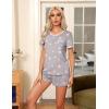Ekouaer Pajama Set for Women 2 Piece Lounge Set Short Sleeve Tops and Shorts Soft Sleepwear, Chest Pocket(Pink Stars)