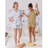 Ekouaer Pajama Set for Women 2 Piece Lounge Set Short Sleeve Tops and Shorts Soft Sleepwear, Chest Pocket(Teddy-brown)