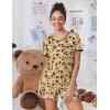 Ekouaer Pajama Set for Women 2 Piece Lounge Set Short Sleeve Tops and Shorts Soft Sleepwear, Chest Pocket(Teddy-brown)