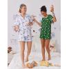 Ekouaer Pajama Set for Women 2 Piece Lounge Set Short Sleeve Tops and Shorts Soft Sleepwear, Chest Pocket(Teddy-green Christmas)