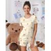 Ekouaer Pajama Set for Women 2 Piece Lounge Set Short Sleeve Tops and Shorts Soft Sleepwear, Chest Pocket(Teddy-pink Clouds)