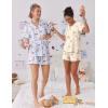Ekouaer Pajama Set for Women 2 Piece Lounge Set Short Sleeve Tops and Shorts Soft Sleepwear, Chest Pocket(Teddy-pink Clouds)