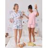 Ekouaer Pajama Set for Women 2 Piece Lounge Set Short Sleeve Tops and Shorts Soft Sleepwear, Chest Pocket(Teddy-pink Moon)