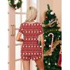 Ekouaer Pajama Set for Women 2 Piece Lounge Set Short Sleeve Tops and Shorts Soft Sleepwear, Chest Pocket(Teddy-red Christmas)