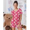 Ekouaer Pajama Set for Women 2 Piece Lounge Set Short Sleeve Tops and Shorts Soft Sleepwear, Chest Pocket(Teddy-rose Pink Moon)
