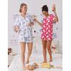 Ekouaer Pajama Set for Women 2 Piece Lounge Set Short Sleeve Tops and Shorts Soft Sleepwear, Chest Pocket(Teddy-rose Pink Moon)