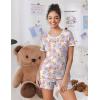 Ekouaer Pajama Set for Women 2 Piece Lounge Set Short Sleeve Tops and Shorts Soft Sleepwear, Chest Pocket(Teddy-tye Die)