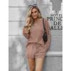 Ekouaer Pajama Set for Women Waffle Knit Lounge Sets Long Sleeve Top and Shorts Sleepwear Matching Loungewear S-XXL(Beige)