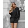 Ekouaer Pajama Set for Women Waffle Knit Lounge Sets Long Sleeve Top and Shorts Sleepwear Matching Loungewear S-XXL(Black)
