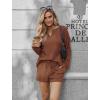 Ekouaer Pajama Set for Women Waffle Knit Lounge Sets Long Sleeve Top and Shorts Sleepwear Matching Loungewear S-XXL(Caramel)