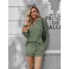 Ekouaer Pajama Set for Women Waffle Knit Lounge Sets Long Sleeve Top and Shorts Sleepwear Matching Loungewear S-XXL(Dark Green)