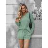 Ekouaer Pajama Set for Women Waffle Knit Lounge Sets Long Sleeve Top and Shorts Sleepwear Matching Loungewear S-XXL(Gray Green)