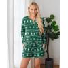 Ekouaer Pajama Set for Women Waffle Knit Lounge Sets Long Sleeve Top and Shorts Sleepwear Matching Loungewear S-XXL(Green Christmas Tree)