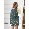Ekouaer Pajama Set for Women Waffle Knit Lounge Sets Long Sleeve Top and Shorts Sleepwear Matching Loungewear S-XXL(Grey Star)