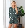 Ekouaer Pajama Set for Women Waffle Knit Lounge Sets Long Sleeve Top and Shorts Sleepwear Matching Loungewear S-XXL(Grey Star)