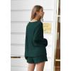 Ekouaer Pajama Set for Women Waffle Knit Lounge Sets Long Sleeve Top and Shorts Sleepwear Matching Loungewear S-XXL(Lake Green)
