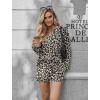 Ekouaer Pajama Set for Women Waffle Knit Lounge Sets Long Sleeve Top and Shorts Sleepwear Matching Loungewear S-XXL(Leopard)