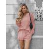 Ekouaer Pajama Set for Women Waffle Knit Lounge Sets Long Sleeve Top and Shorts Sleepwear Matching Loungewear S-XXL(Lotus Pink)