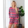 Ekouaer Pajama Set for Women Waffle Knit Lounge Sets Long Sleeve Top and Shorts Sleepwear Matching Loungewear S-XXL(Red Christmas)