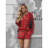 Ekouaer Pajama Set for Women Waffle Knit Lounge Sets Long Sleeve Top and Shorts Sleepwear Matching Loungewear S-XXL(Red and Green Plaid)