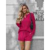 Ekouaer Pajama Set for Women Waffle Knit Lounge Sets Long Sleeve Top and Shorts Sleepwear Matching Loungewear S-XXL(Rose)