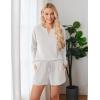 Ekouaer Pajama Set for Women Waffle Knit Lounge Sets Long Sleeve Top and Shorts Sleepwear Matching Loungewear S-XXL(White)