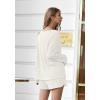Ekouaer Pajama Set for Women Waffle Knit Lounge Sets Long Sleeve Top and Shorts Sleepwear Matching Loungewear S-XXL(White)