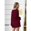 Ekouaer Pajama Set for Women Waffle Knit Lounge Sets Long Sleeve Top and Shorts Sleepwear Matching Loungewear S-XXL(Wine Red)