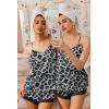 Ekouaer Satin Pajamas Women Lace Sleepwear Lingerie Cami Shorts Set Nightwear XS-XXL(Cheetah Black)