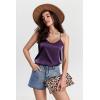 Ekouaer Satin Pajamas Women Lace Sleepwear Lingerie Cami Shorts Set Nightwear XS-XXL(Deep Purple)