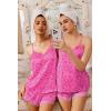 Ekouaer Satin Pajamas Women Lace Sleepwear Lingerie Cami Shorts Set Nightwear XS-XXL(Hot Pink Leopard)