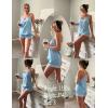 Ekouaer Satin Pajamas Women Lace Sleepwear Lingerie Cami Shorts Set Nightwear XS-XXL(Light Blue)