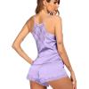 Ekouaer Satin Pajamas Women Lace Sleepwear Lingerie Cami Shorts Set Nightwear XS-XXL(Light Purple)