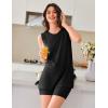 Ekouaer Womens 2 Piece Lounge Set Ribbed Knit Pajamas Sleeveless Sleepwear Biker Shorts Loungewear Outfit S-XXL(Black)