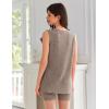 Ekouaer Womens 2 Piece Lounge Set Ribbed Knit Pajamas Sleeveless Sleepwear Biker Shorts Loungewear Outfit S-XXL(Brown)