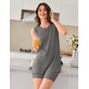 Ekouaer Womens 2 Piece Lounge Set Ribbed Knit Pajamas Sleeveless Sleepwear Biker Shorts Loungewear Outfit S-XXL(Deep Grey)