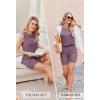 Ekouaer Womens 2 Piece Lounge Set Ribbed Knit Pajamas Sleeveless Sleepwear Biker Shorts Loungewear Outfit S-XXL(Deep Purple)