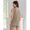 Ekouaer Womens 2 Piece Lounge Set Ribbed Knit Pajamas Sleeveless Sleepwear Biker Shorts Loungewear Outfit S-XXL(Khaki)